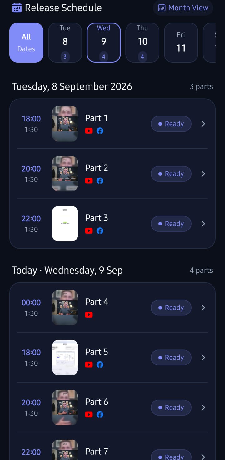Release schedule